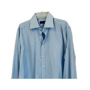 Men's Made in Italy ETRO Light Blue Cotton Long Sleeve Button Down Shirt Size 43